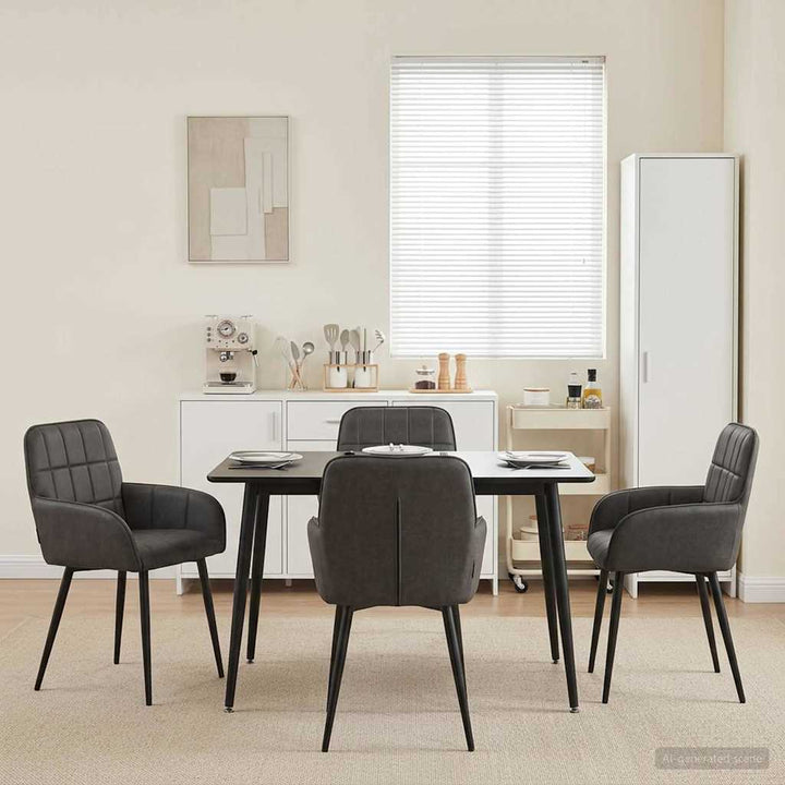 Spisestole 4 pcs Kunstlæder Sort 57 x 50 x 85 cm