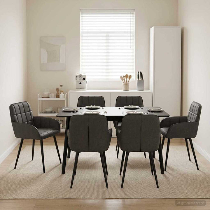 Spisestole 6 pcs Kunstlæder Sort 57 x 50 x 85 cm