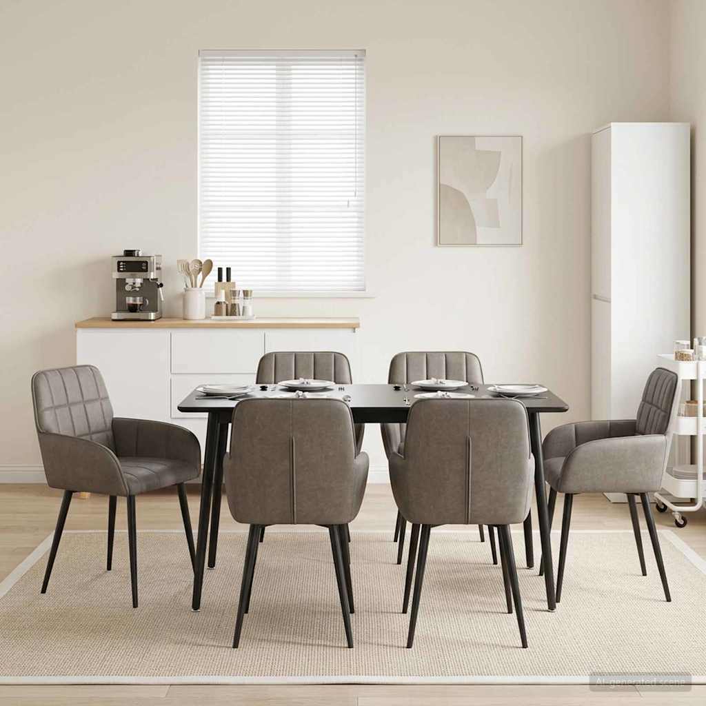 Spisestole 6 pcs Kunstlæder Grå 57 x 50 x 85 cm