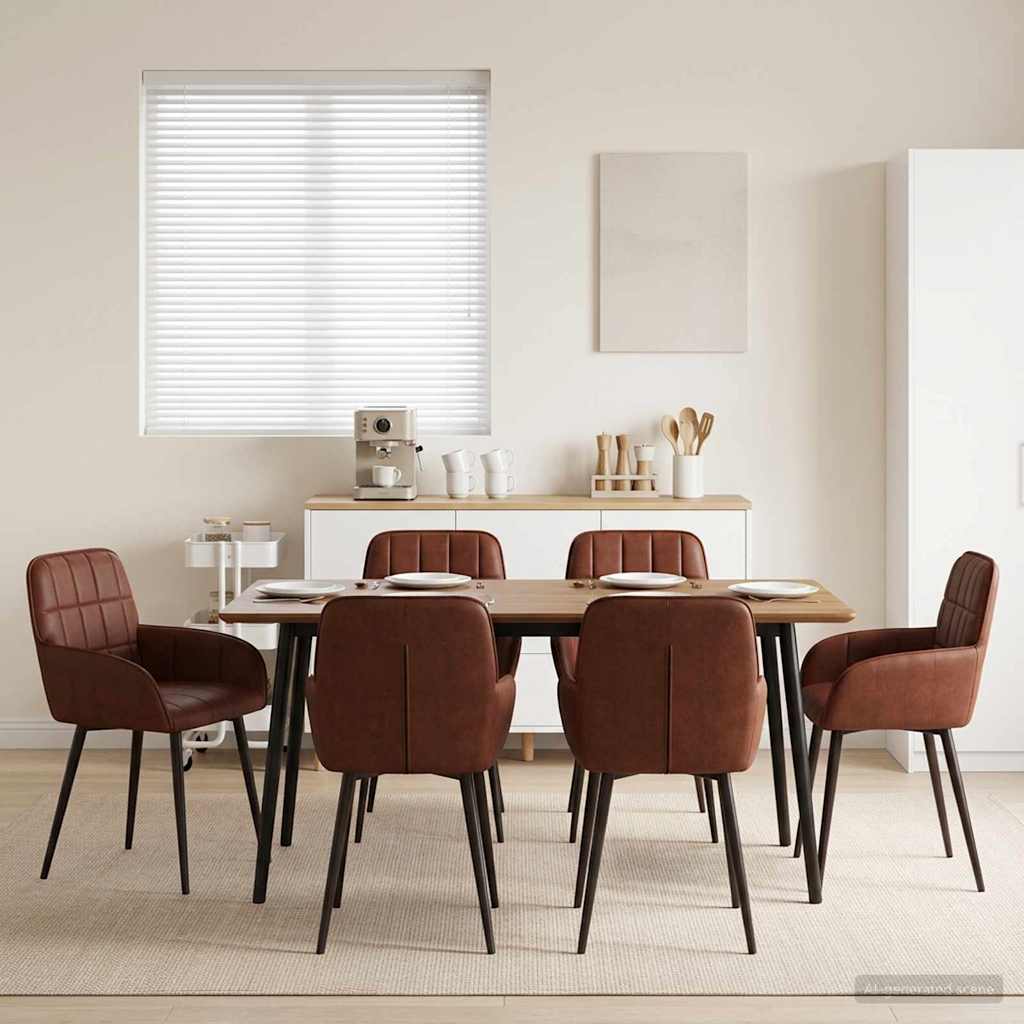 Spisestole 6 pcs Kunstlæder Skinnende Brun 57 x 50 x 85 cm
