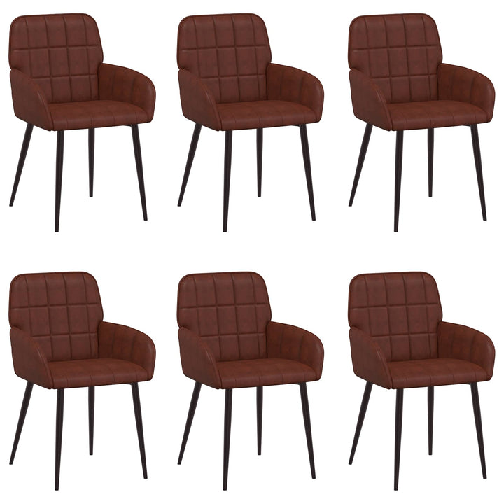 Spisestole 6 pcs Kunstlæder Skinnende Brun 57 x 50 x 85 cm