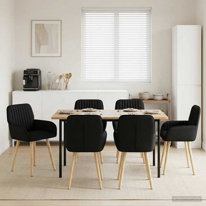 Spisestole 6 pcs Stof Sort 56,5 x 50 x 87,5 cm