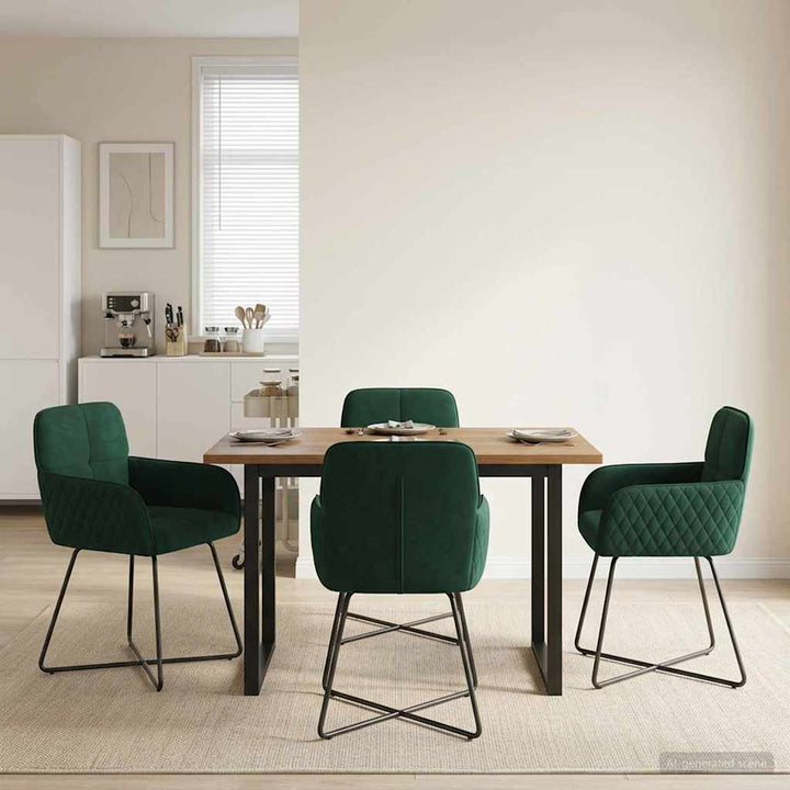 Spisestole 4 pcs Fløjl Mørkegrøn 59 x 56,5 x 86 cm