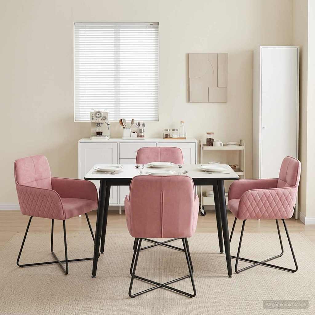 Spisestole 4 pcs Fløjl Lyserød 59 x 56,5 x 86 cm