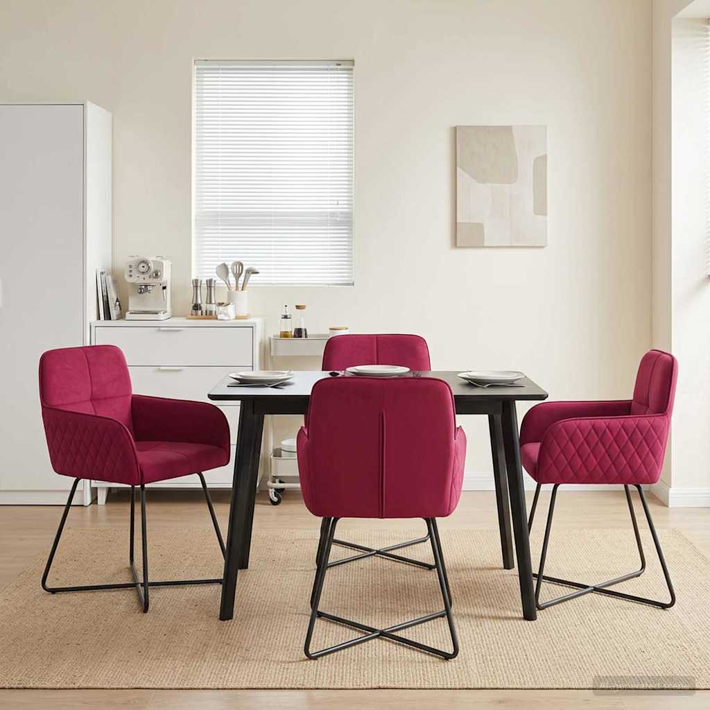 Spisestole 4 pcs Fløjl Vinrød 59 x 56,5 x 86 cm