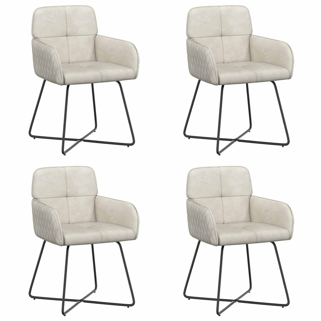 Spisestole 4 stk. Fløjl Cremefarvet 59 x 56,5 x 86 cm
