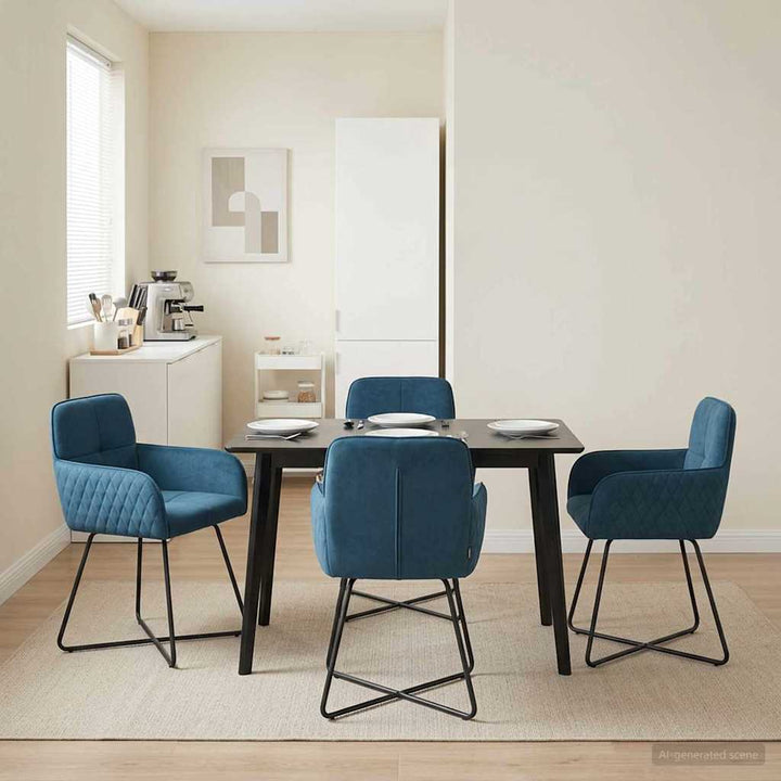 Spisestole 4 pcs Fløjl Blå 59 x 56,5 x 86 cm