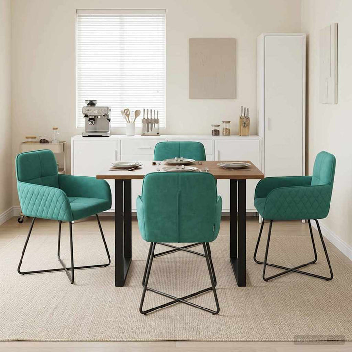 Spisestole 4 pcs Fløjl Turkis 59 x 56,5 x 86 cm