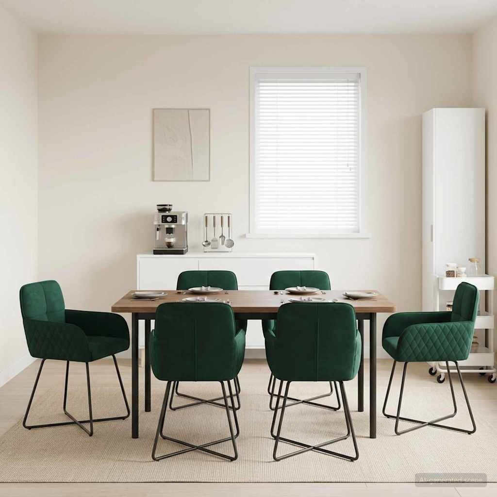 Spisestole 6 pcs Fløjl Mørkegrøn 59 x 56,5 x 86 cm