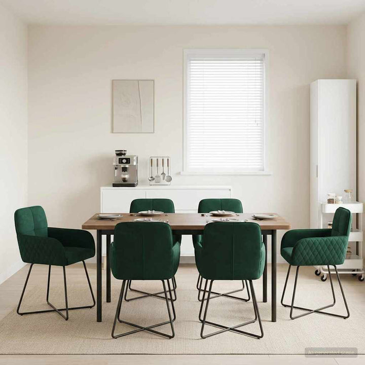 Spisestole 6 pcs Fløjl Mørkegrøn 59 x 56,5 x 86 cm