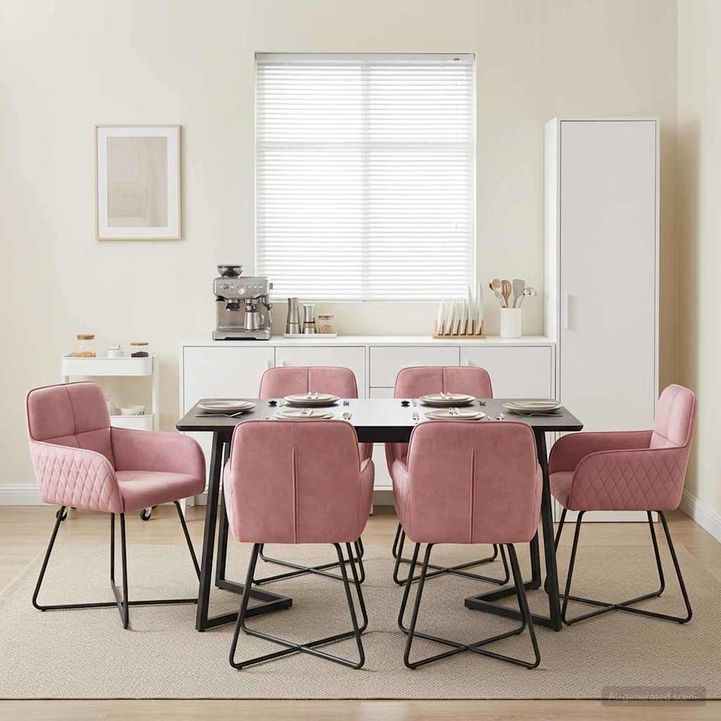 Spisestole 6 pcs Fløjl Lyserød 59 x 56,5 x 86 cm