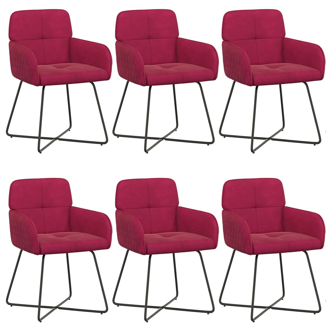 Spisestole 6 stk. Fløjl Vinrød 59 x 56,5 x 86 cm
