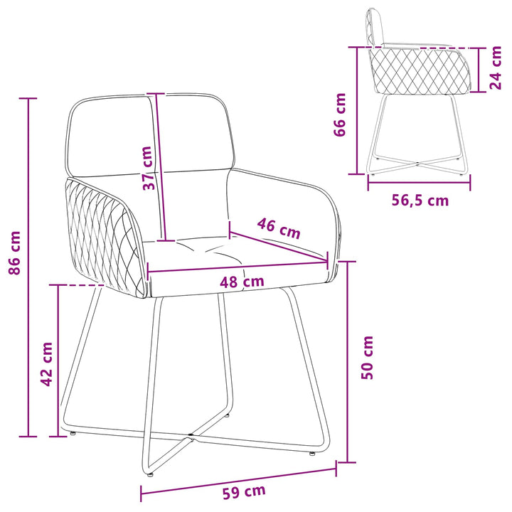 Spisestole 6 stk. Fløjl Vinrød 59 x 56,5 x 86 cm