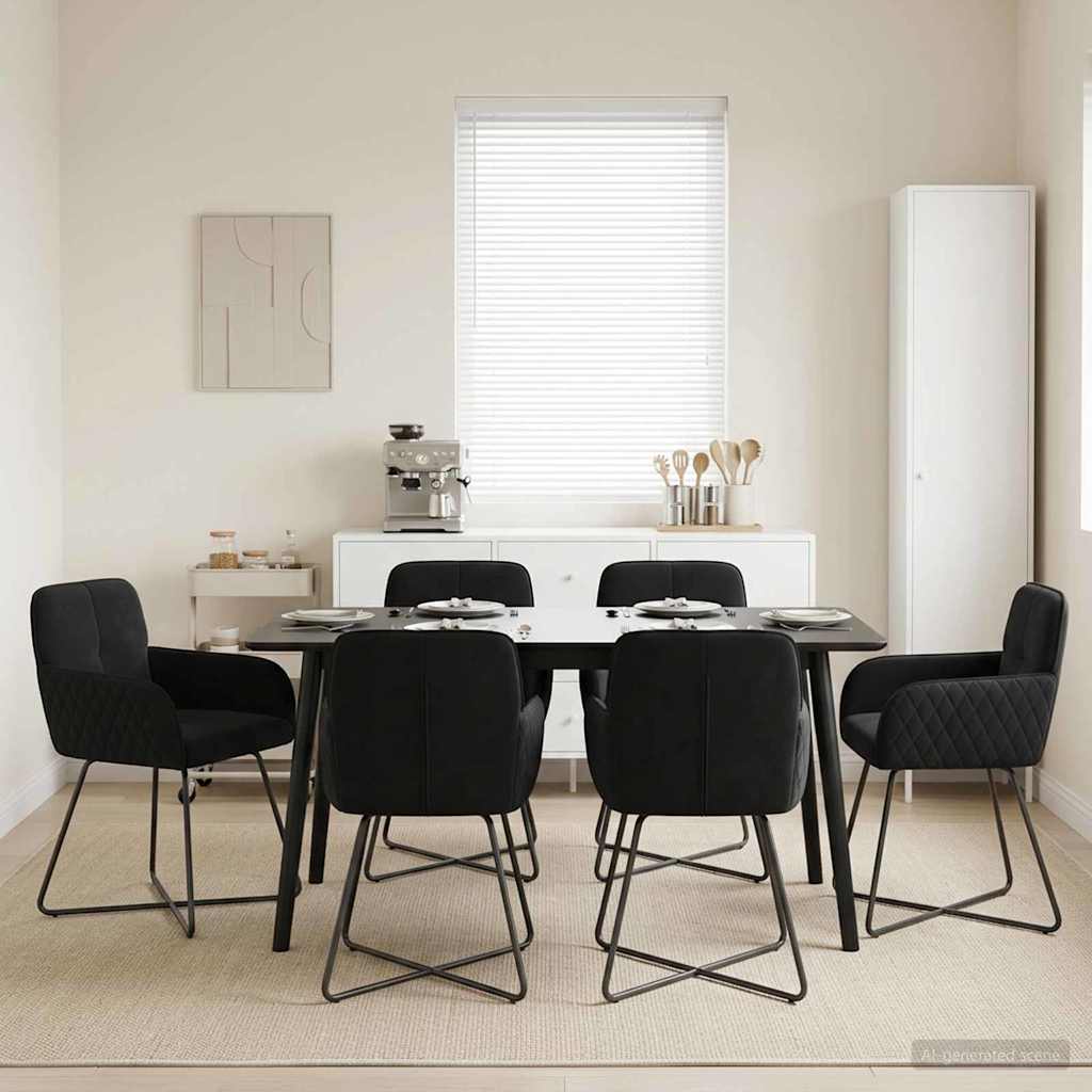 Spisestole 6 pcs Fløjl Sort 59 x 56,5 x 86 cm
