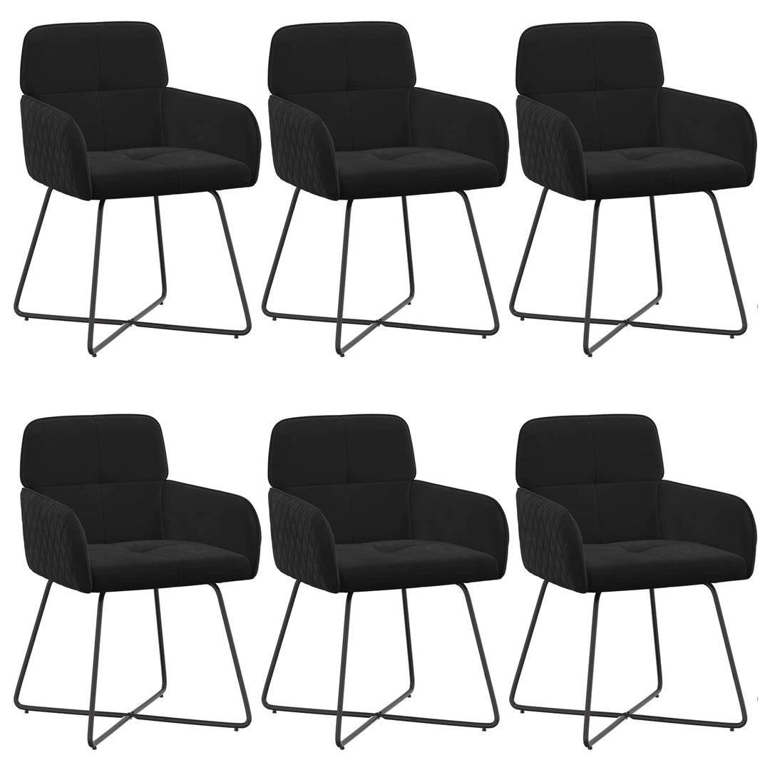 Spisestole 6 pcs Fløjl Sort 59 x 56,5 x 86 cm