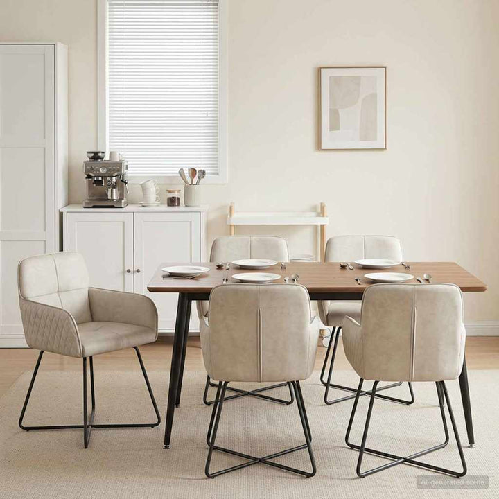 Spisestole 6 stk. Fløjl Cremefarvet 59 x 56,5 x 86 cm