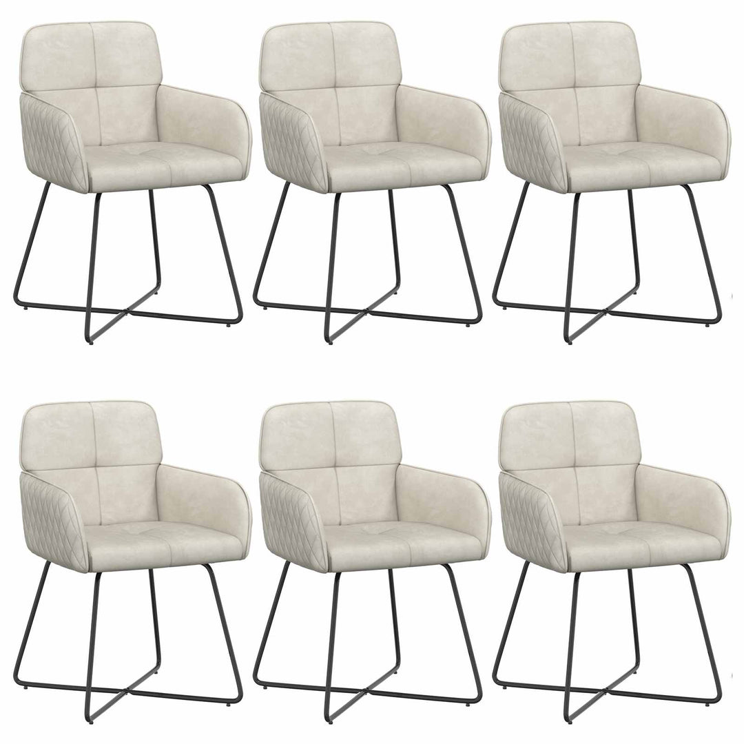 Spisestole 6 stk. Fløjl Cremefarvet 59 x 56,5 x 86 cm