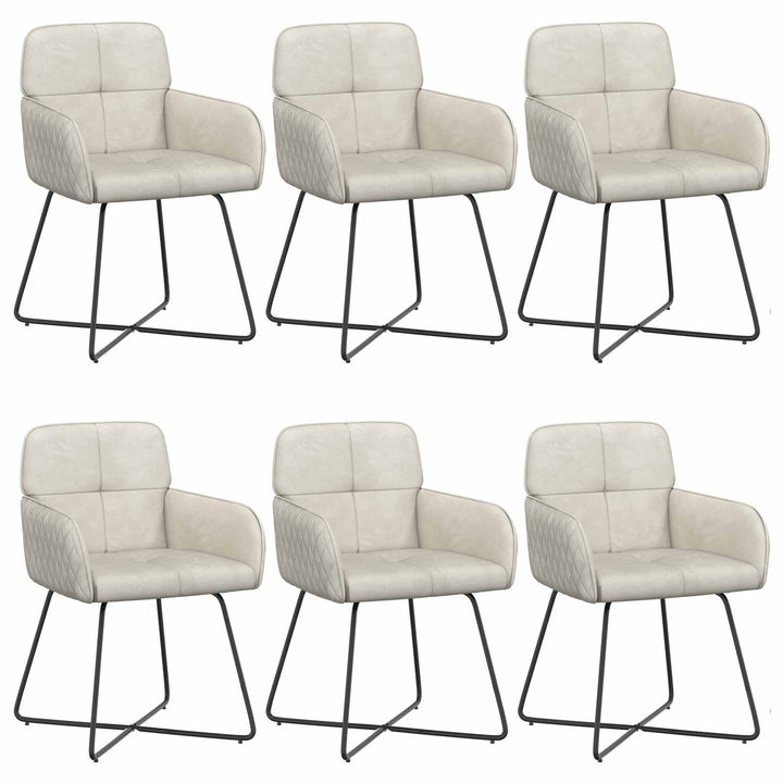 Spisestole 6 stk. Fløjl Cremefarvet 59 x 56,5 x 86 cm