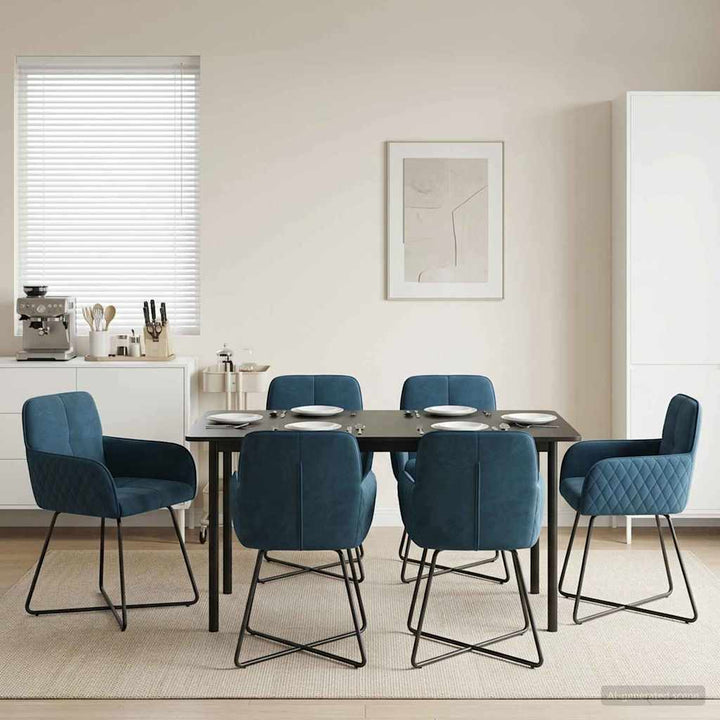 Spisestole 6 pcs Fløjl Blå 59 x 56,5 x 86 cm