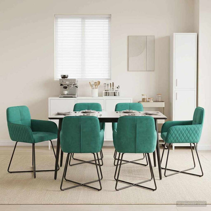 Spisestole 6 pcs Fløjl Turkis 59 x 56,5 x 86 cm