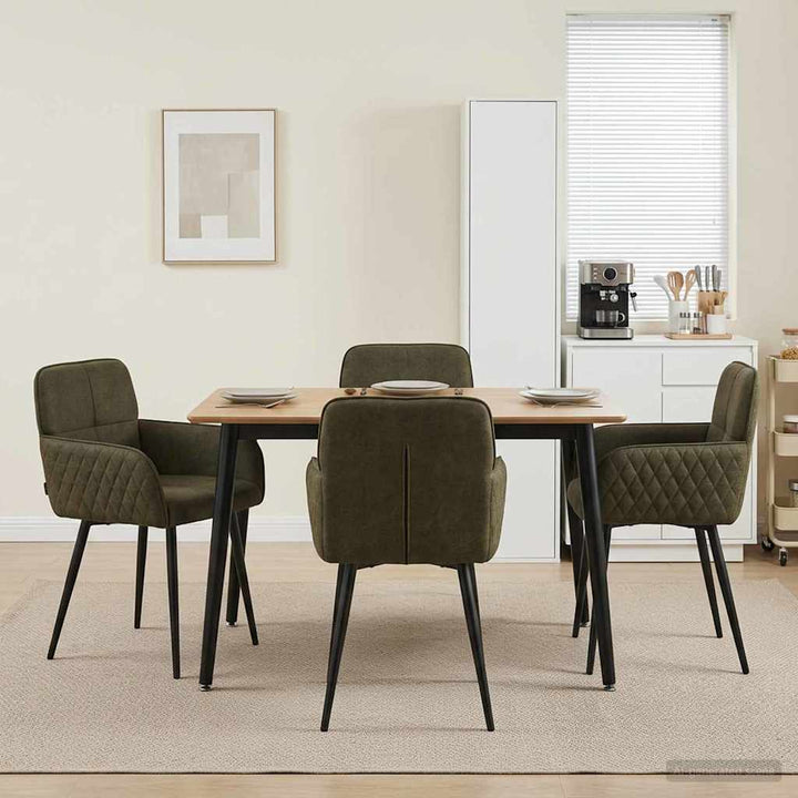 Spisestole 4 stk. Faux Suede Læder Army Grøn 59 x 56,5 x 85 cm