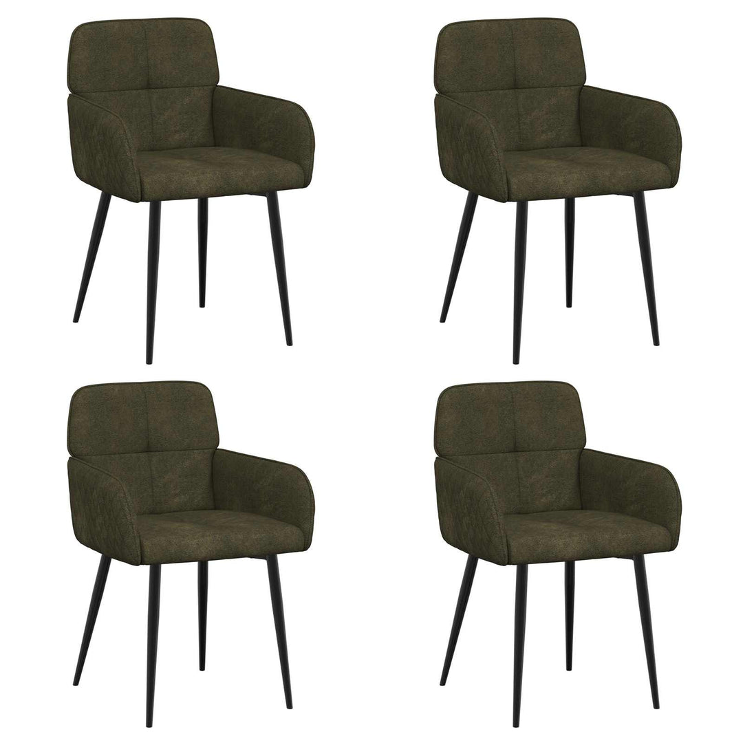 Spisestole 4 stk. Faux Suede Læder Army Grøn 59 x 56,5 x 85 cm