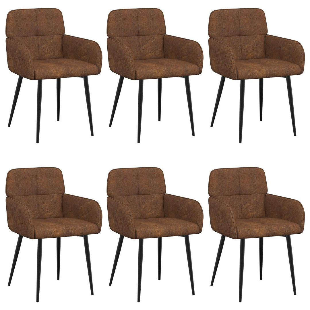 Spisestole 6 stk. Faux Suede Læder Brun 59 x 56,5 x 85 cm