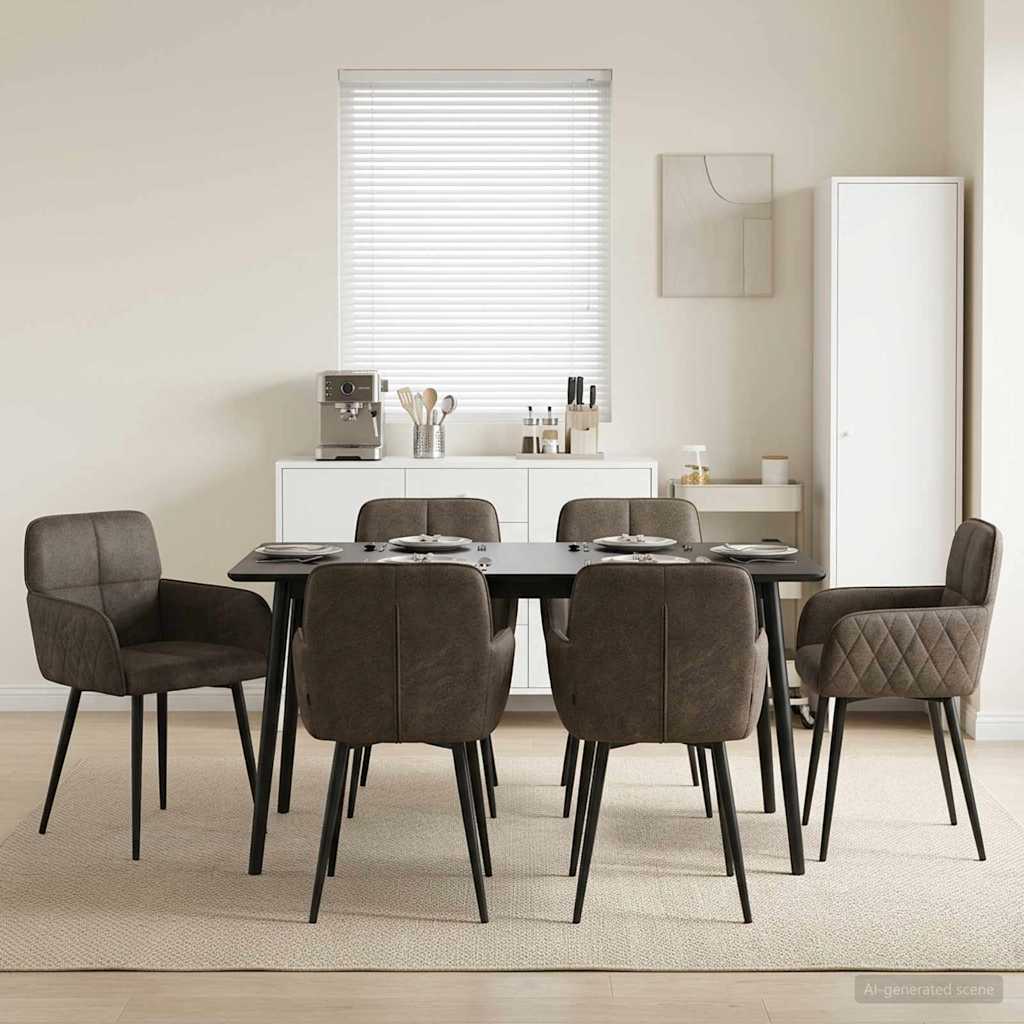 Spisestole 6 stk. Faux Suede Læder Mørkegrå 59 x 56,5 x 85 cm