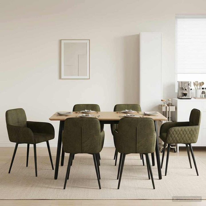 Spisestole 6 stk. Faux Suede Læder Army Grøn 59 x 56,5 x 85 cm