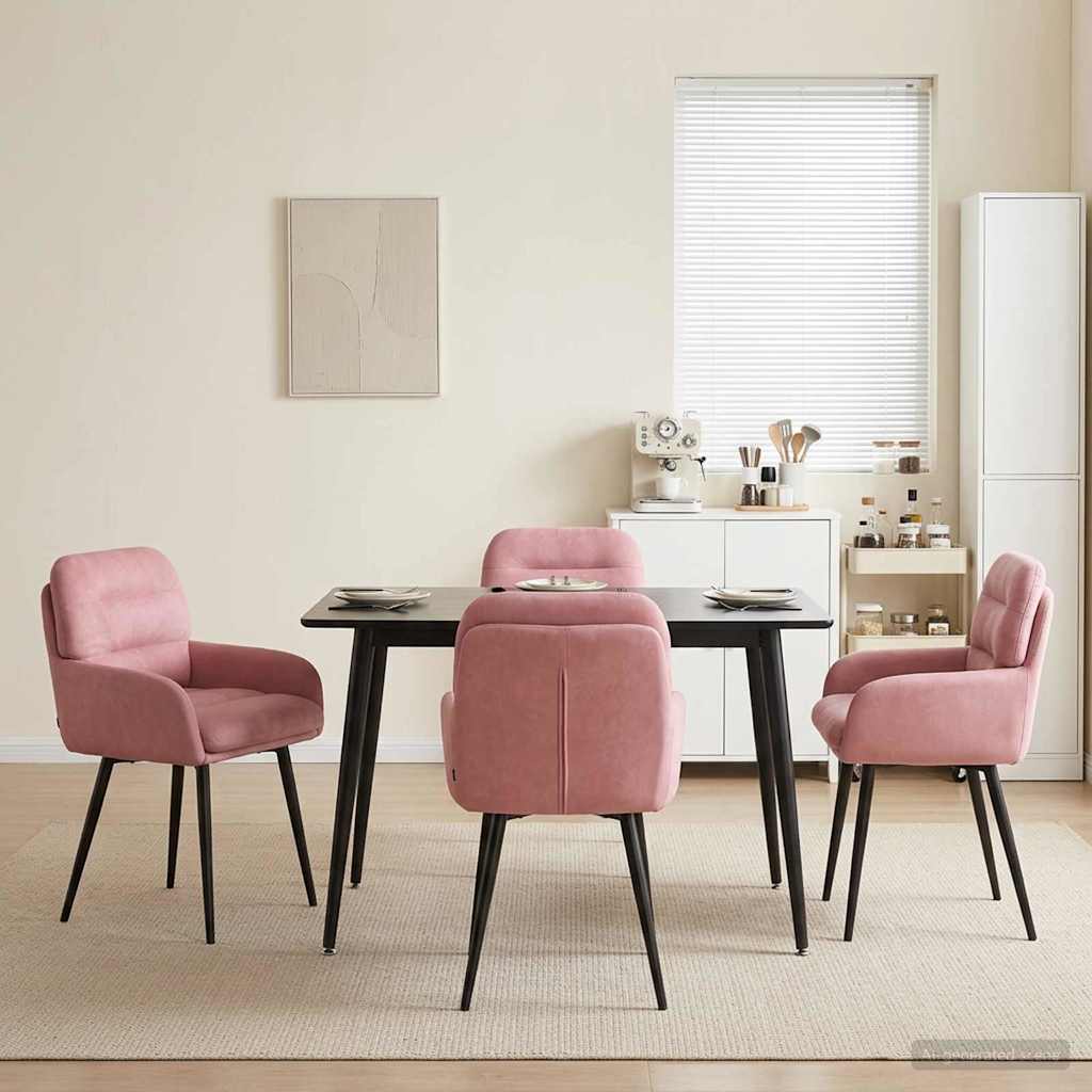 Spisestole 4 stk. Fløjl Lyserød 59 x 59,5 x 90 cm