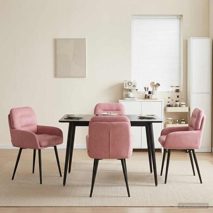 Spisestole 4 stk. Fløjl Lyserød 59 x 59,5 x 90 cm