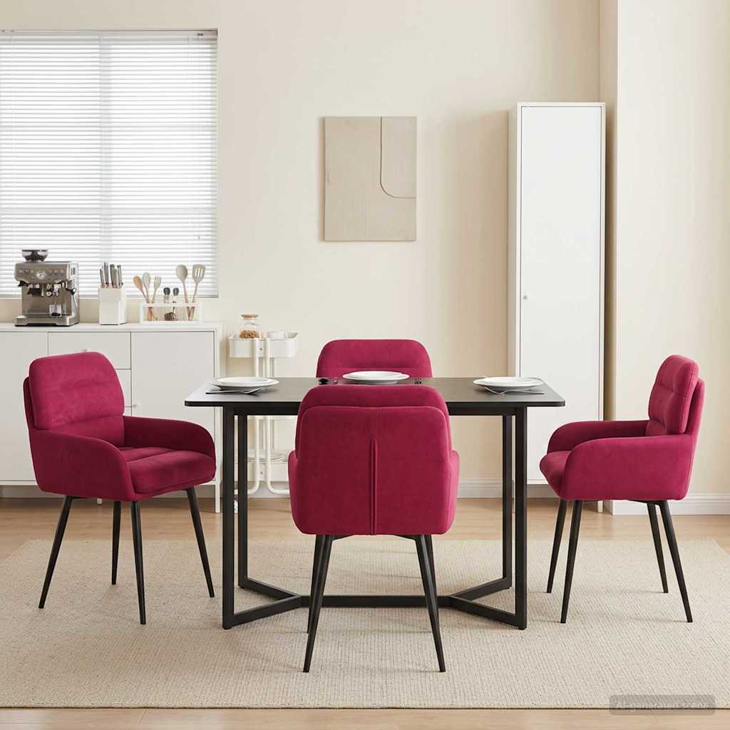 Spisestole 4 stk. Fløjl Vinrød 59 x 59,5 x 90 cm
