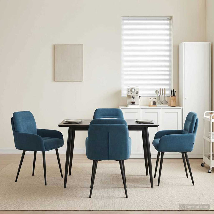 Spisestole 4 pcs Fløjl Blå 59 x 59,5 x 90 cm