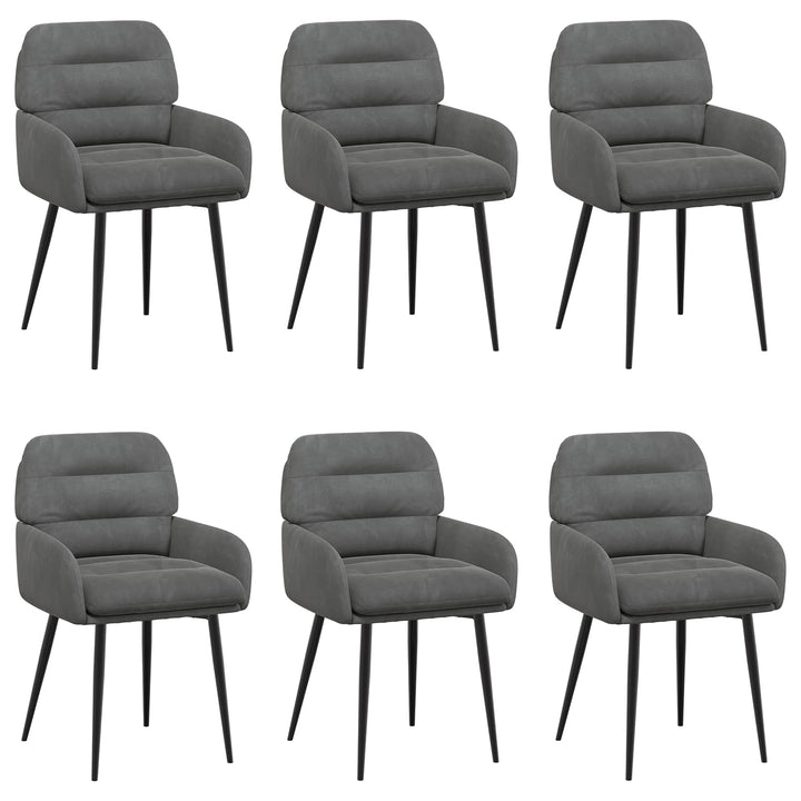 Spisestole 6 pcs Fløjl Mørkegrå 59 x 59,5 x 90 cm