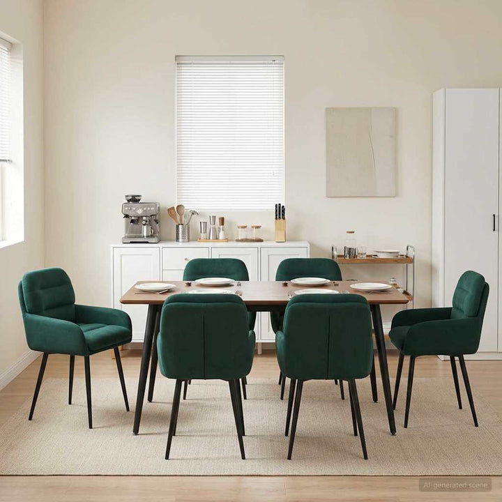 Spisestole 6 pcs Fløjl Mørkegrøn 59 x 59,5 x 90 cm