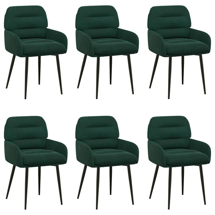 Spisestole 6 pcs Fløjl Mørkegrøn 59 x 59,5 x 90 cm