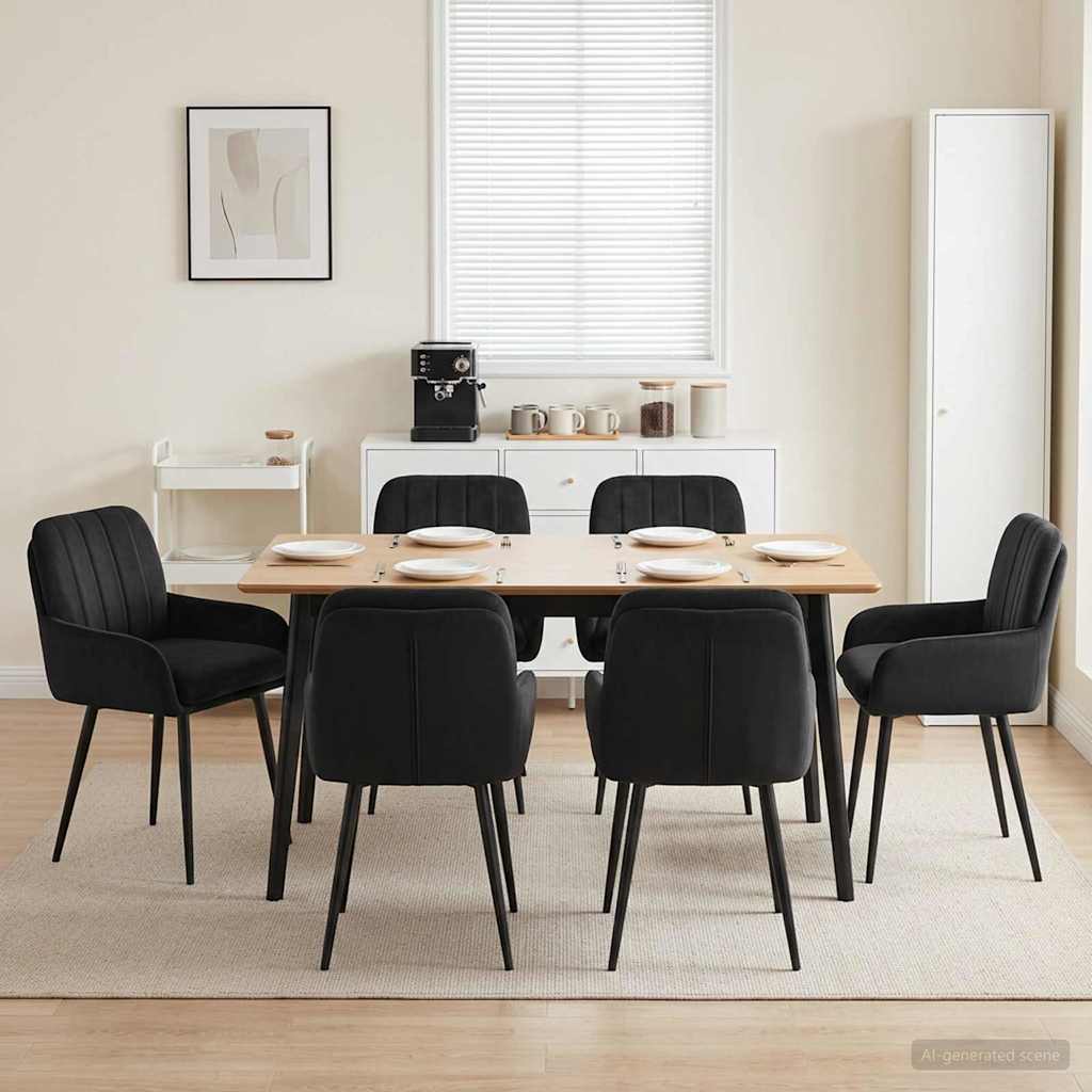 Spisestole 6 pcs Fløjl Sort 59 x 59,5 x 90 cm