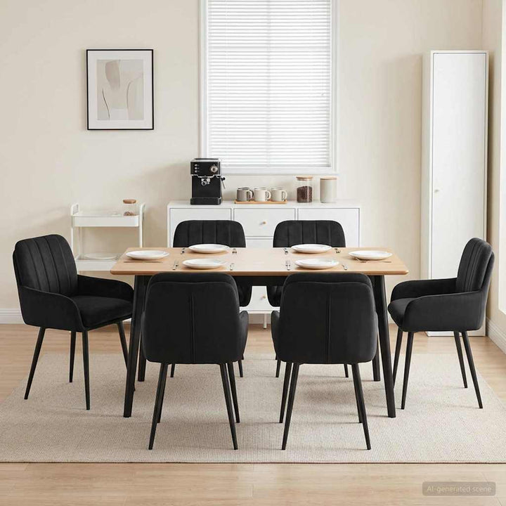 Spisestole 6 pcs Fløjl Sort 59 x 59,5 x 90 cm