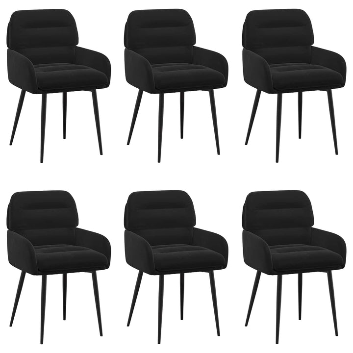 Spisestole 6 pcs Fløjl Sort 59 x 59,5 x 90 cm
