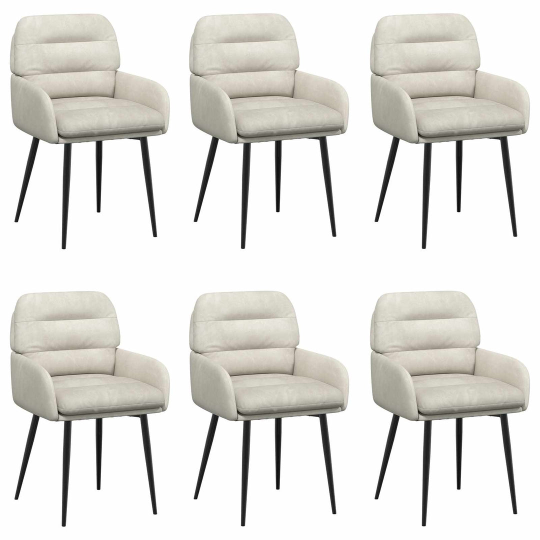 Spisestole 6 stk. Fløjl Cremefarvet 59 x 59,5 x 90 cm