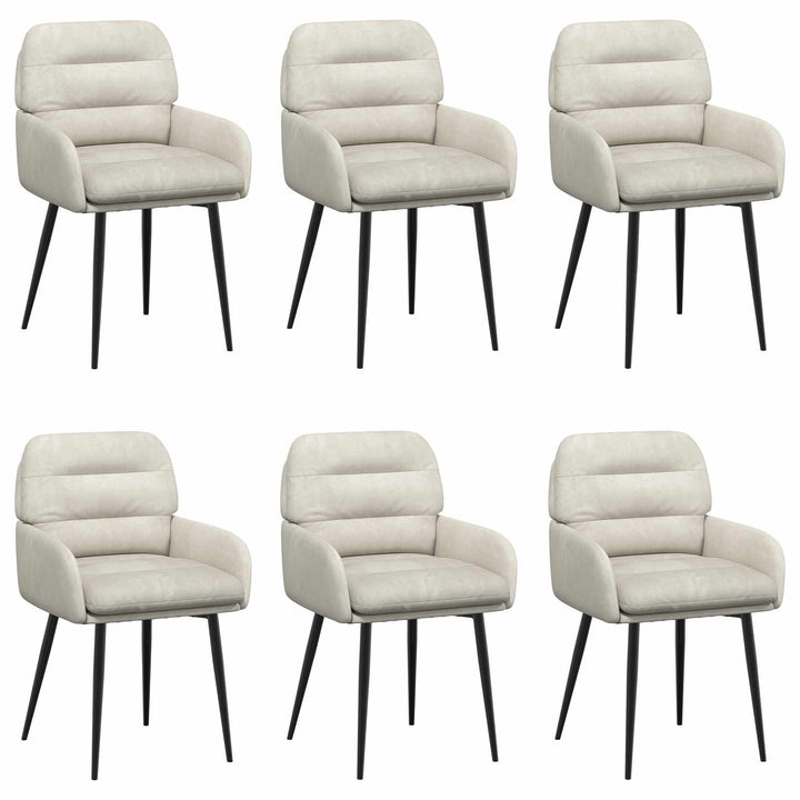 Spisestole 6 stk. Fløjl Cremefarvet 59 x 59,5 x 90 cm