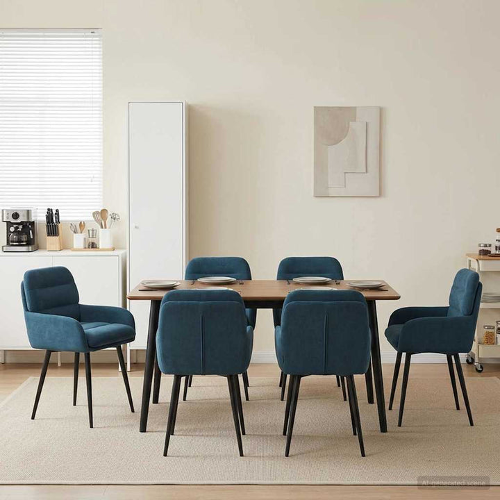 Spisestole 6 pcs Fløjl Blå 59 x 59,5 x 90 cm
