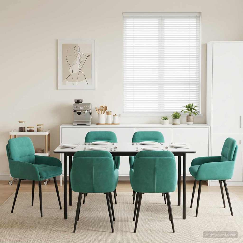 Spisestole 6 pcs Fløjl Turkis 59 x 59,5 x 90 cm