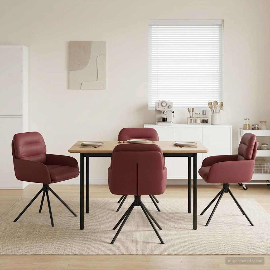 Svingende Spisestole 4 stk. Kunstlæder Vinrød 59 x 59,5 x 90 cm