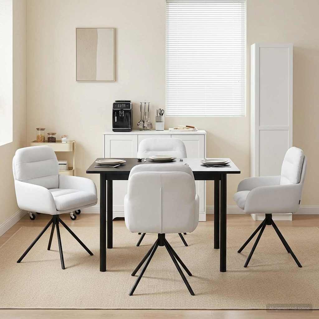 Svingende Spisestole 4 pcs Kunstlæder Hvid 59 x 59,5 x 90 cm