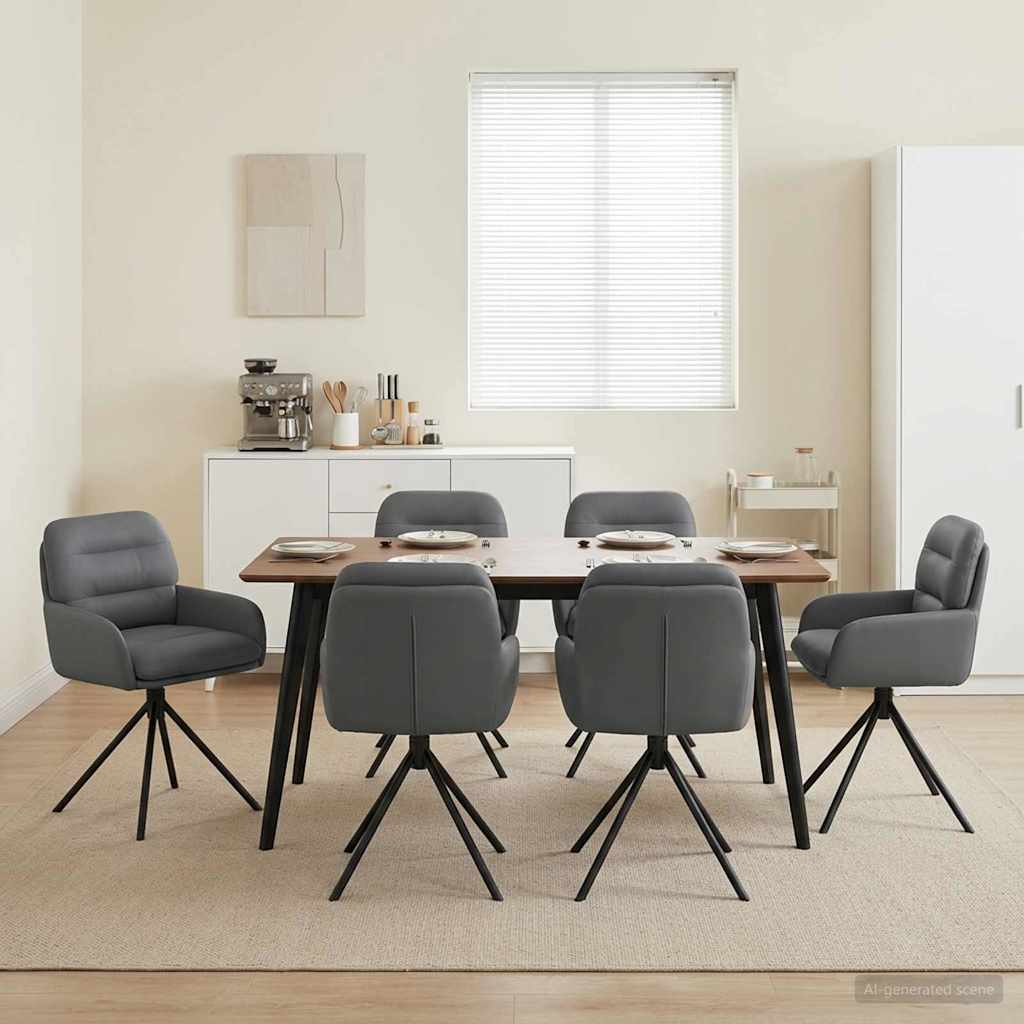 Svingende Spisestole 6 pcs Kunstlæder Grå 59 x 59,5 x 90 cm