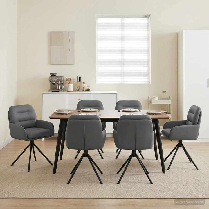 Svingende Spisestole 6 pcs Kunstlæder Grå 59 x 59,5 x 90 cm