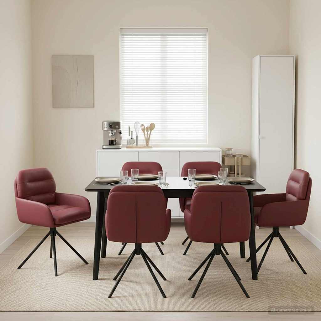 Svingende Spisestole 6 stk. Kunstlæder Vinrød 59 x 59,5 x 90 cm