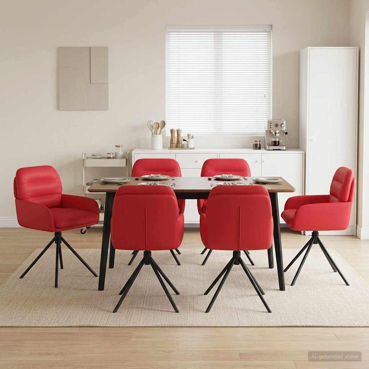 Svingende Spisestole 6 pcs Kunstlæder Rød 59 x 59,5 x 90 cm