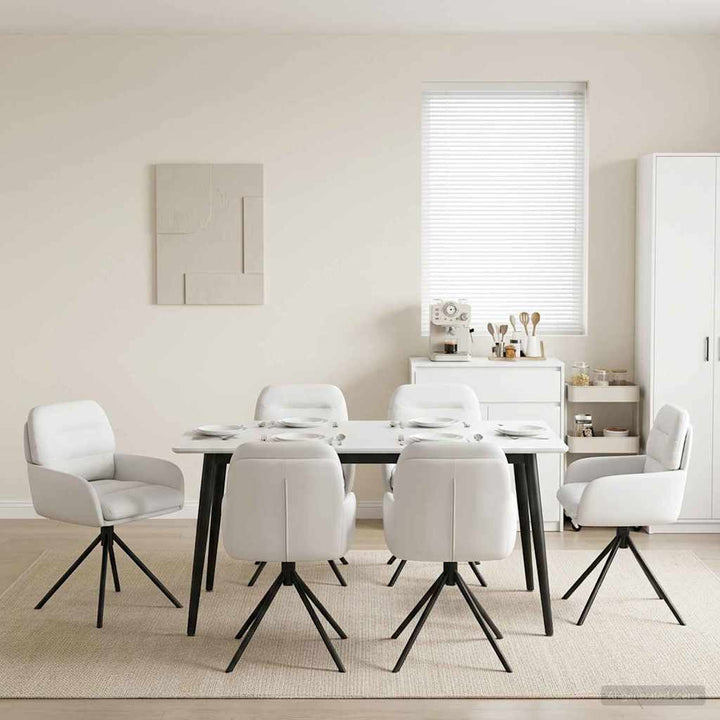 Svingende Spisestole 6 stk. Kunstlæder Hvid 59 x 59,5 x 90 cm